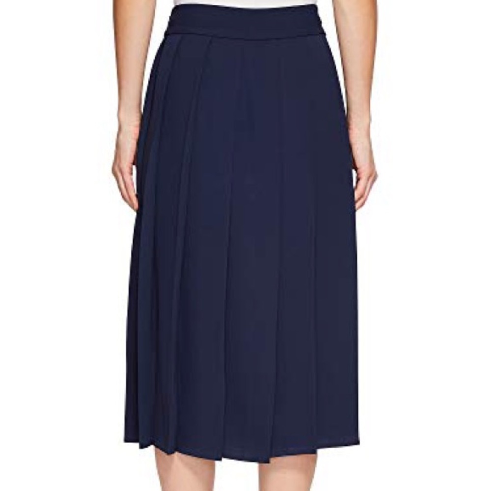 Lacoste pleated crepe midi skirt in Navy